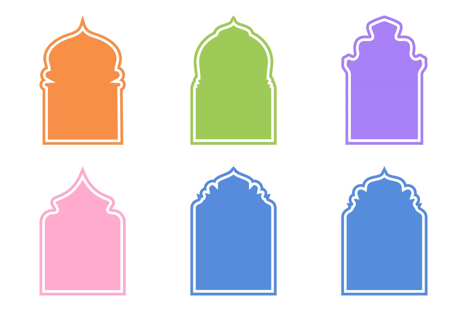 Islamic Arch Design Glyph with outline Set 6 - 18