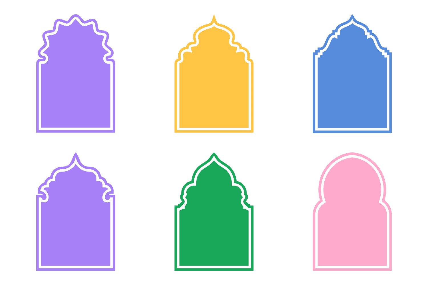 Islamic Arch Design Glyph with outline Set 6 - 24