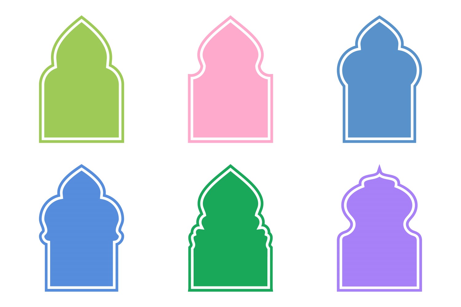 Islamic Arch Design Glyph with outline Set 6 - 33