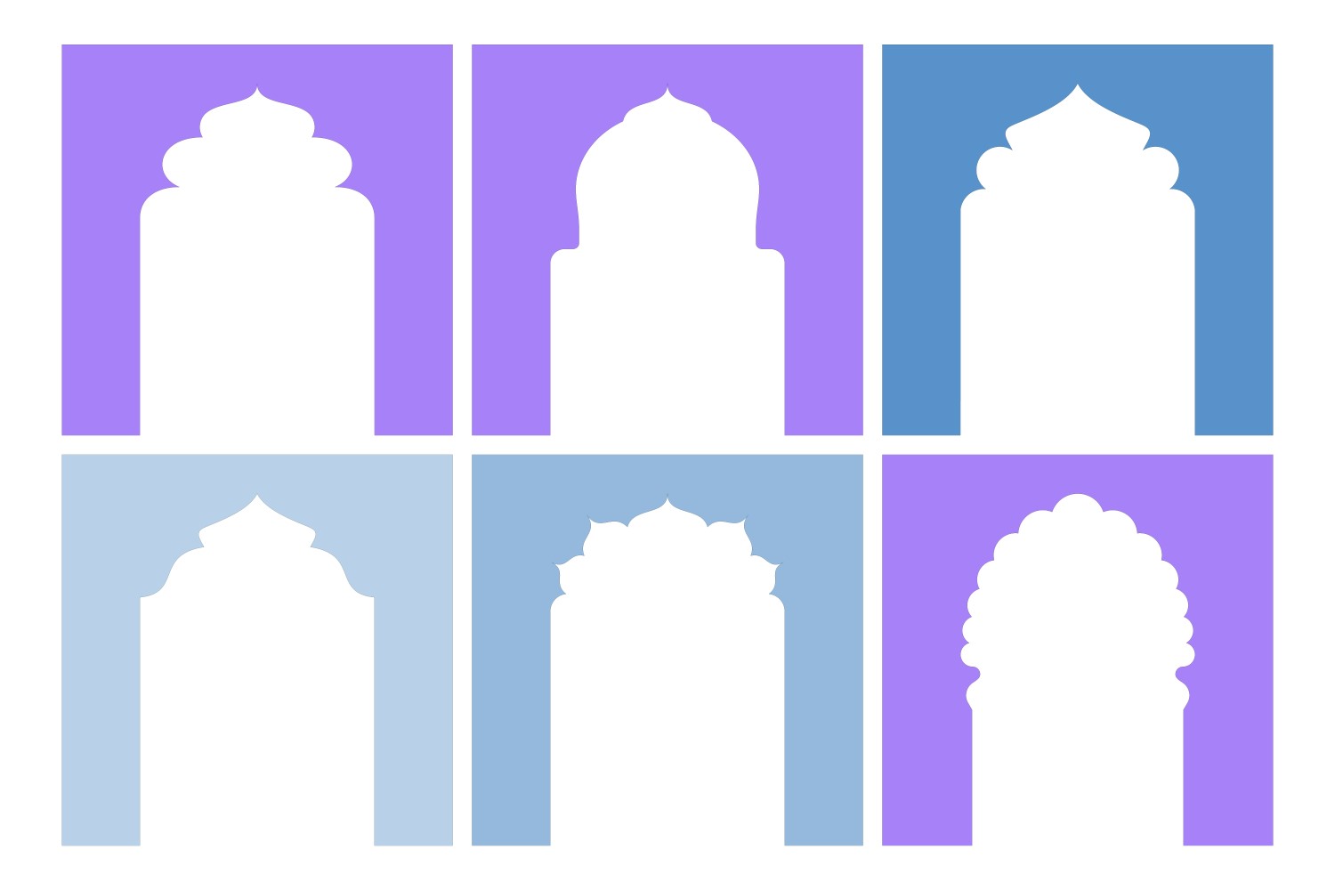 Islamic Arch Design Glyph Inverted Set 6 - 10