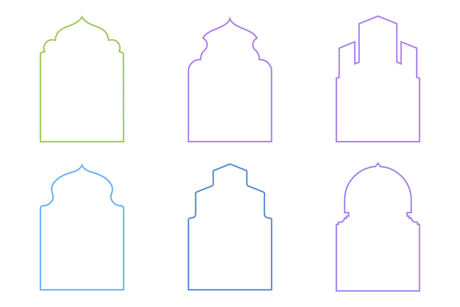 Islamic Arch Design Thin Line Set 6 - 1