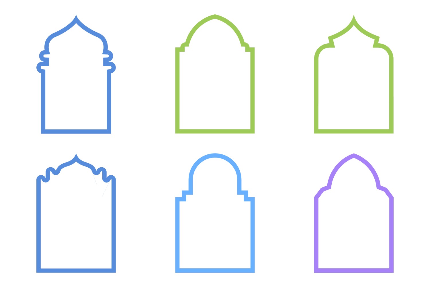 Islamic Arch Design Bold Line Set 6 - 13