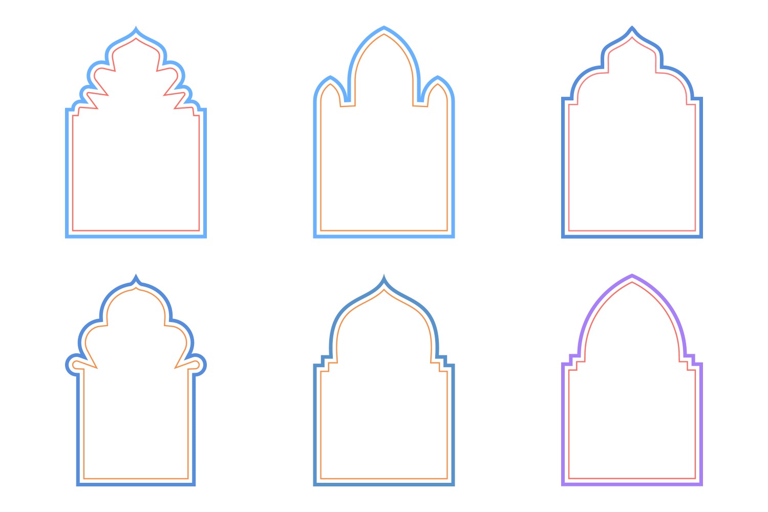 Islamic Arch Design double lines Set 6 - 6