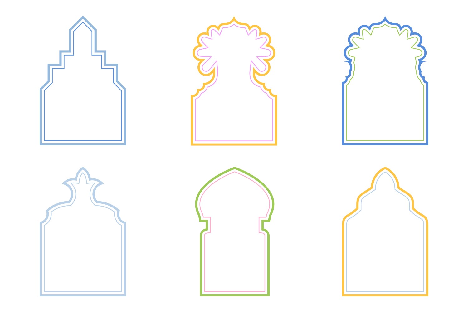 Islamic Arch Design double lines Set 6 - 4