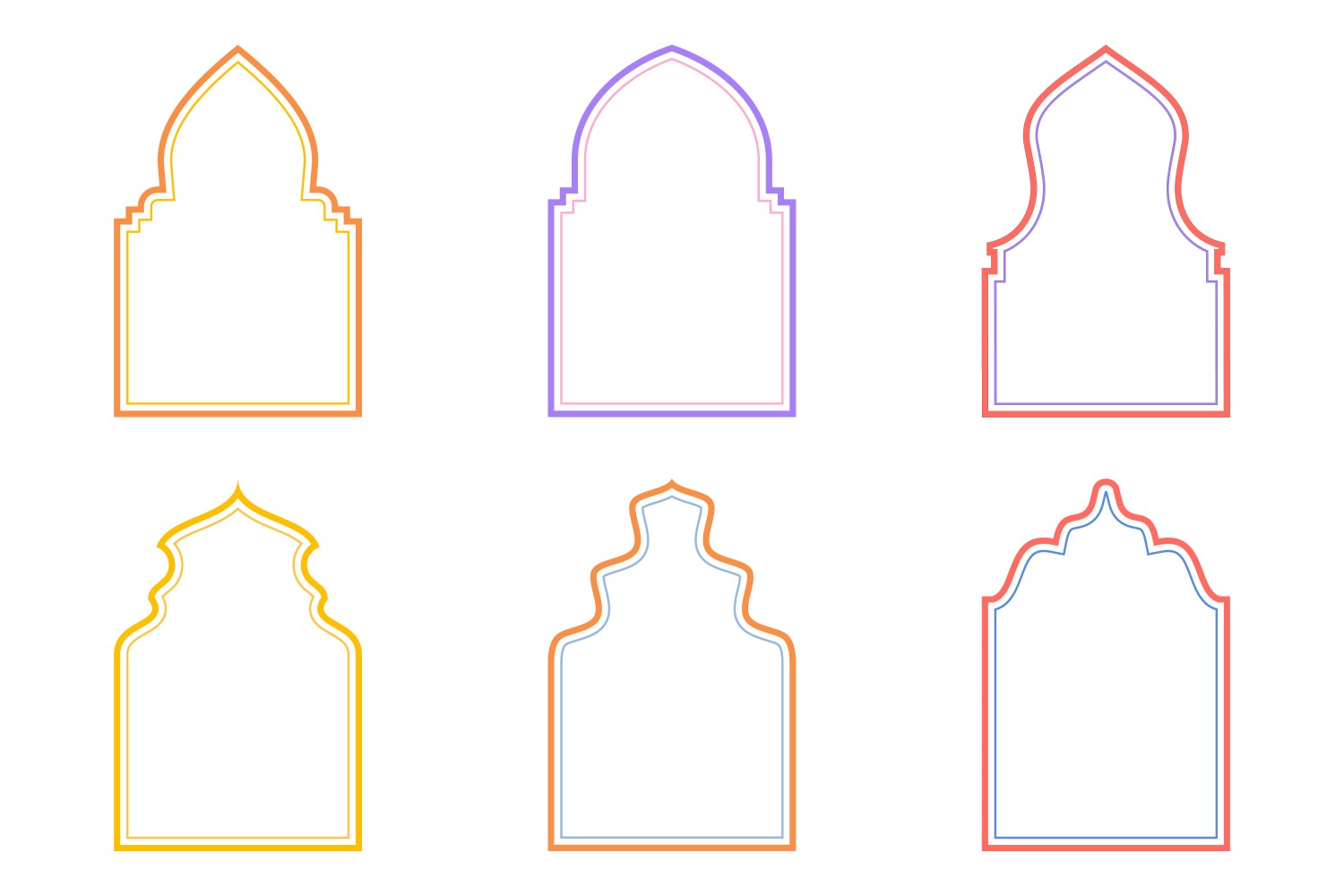 Islamic Arch Design double lines Set 6 - 16