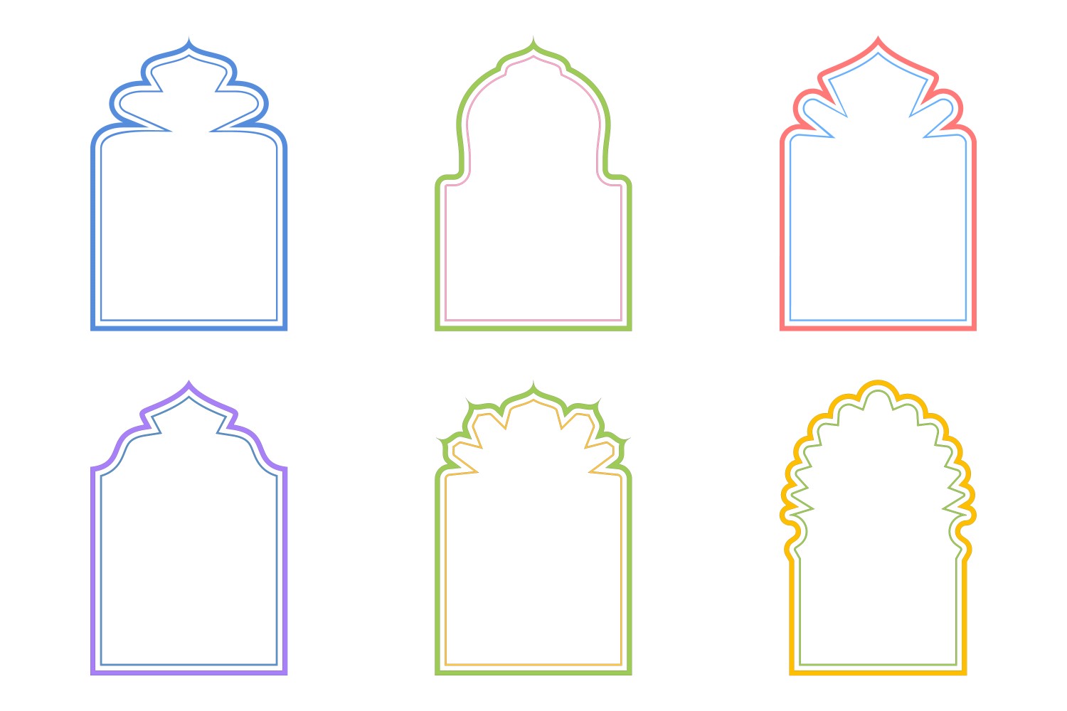 Islamic Arch Design double lines Set 6 - 10