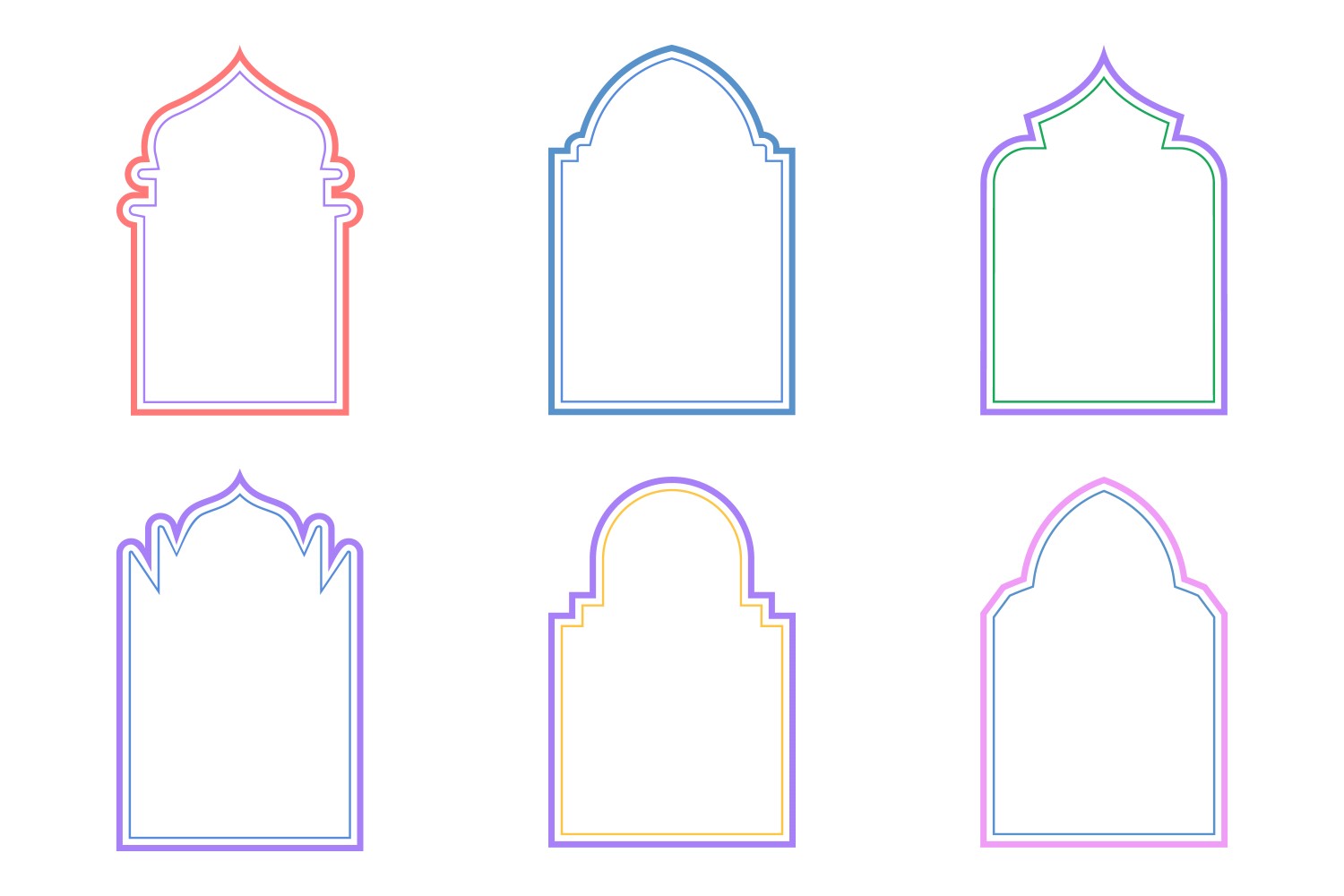 Islamic Arch Design double lines Set 6 - 13