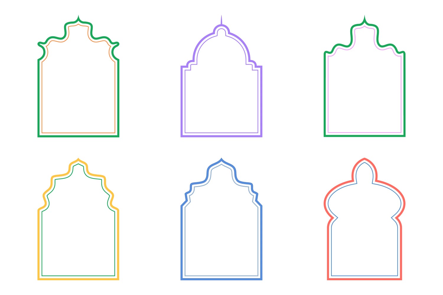 Islamic Arch Design double lines Set 6 - 11