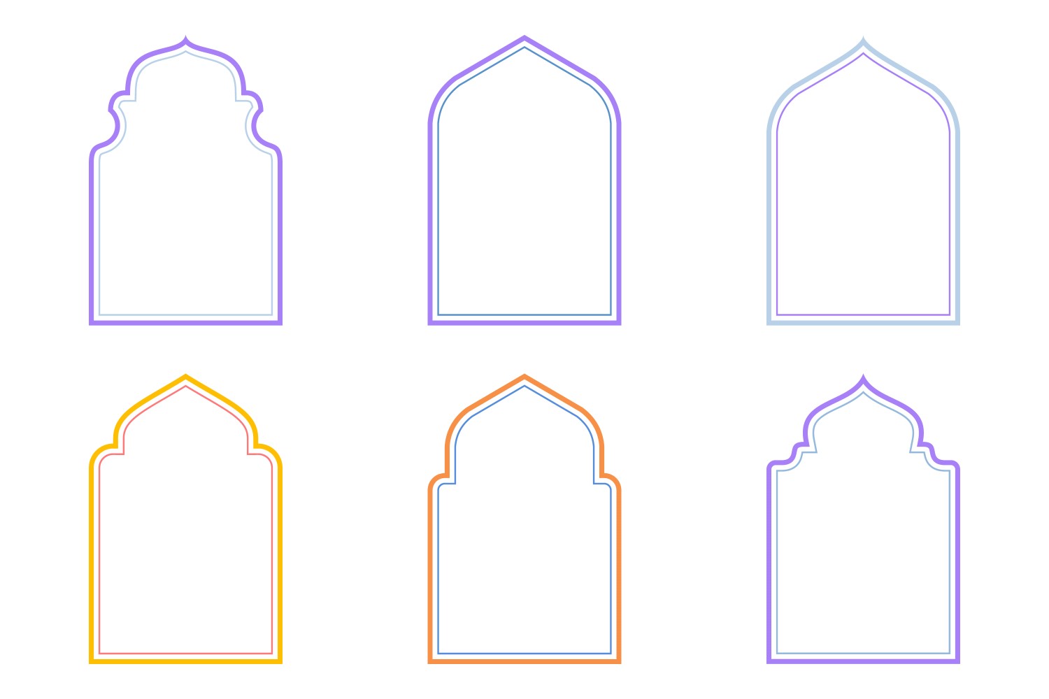 Islamic Arch Design double lines Set 6 - 15