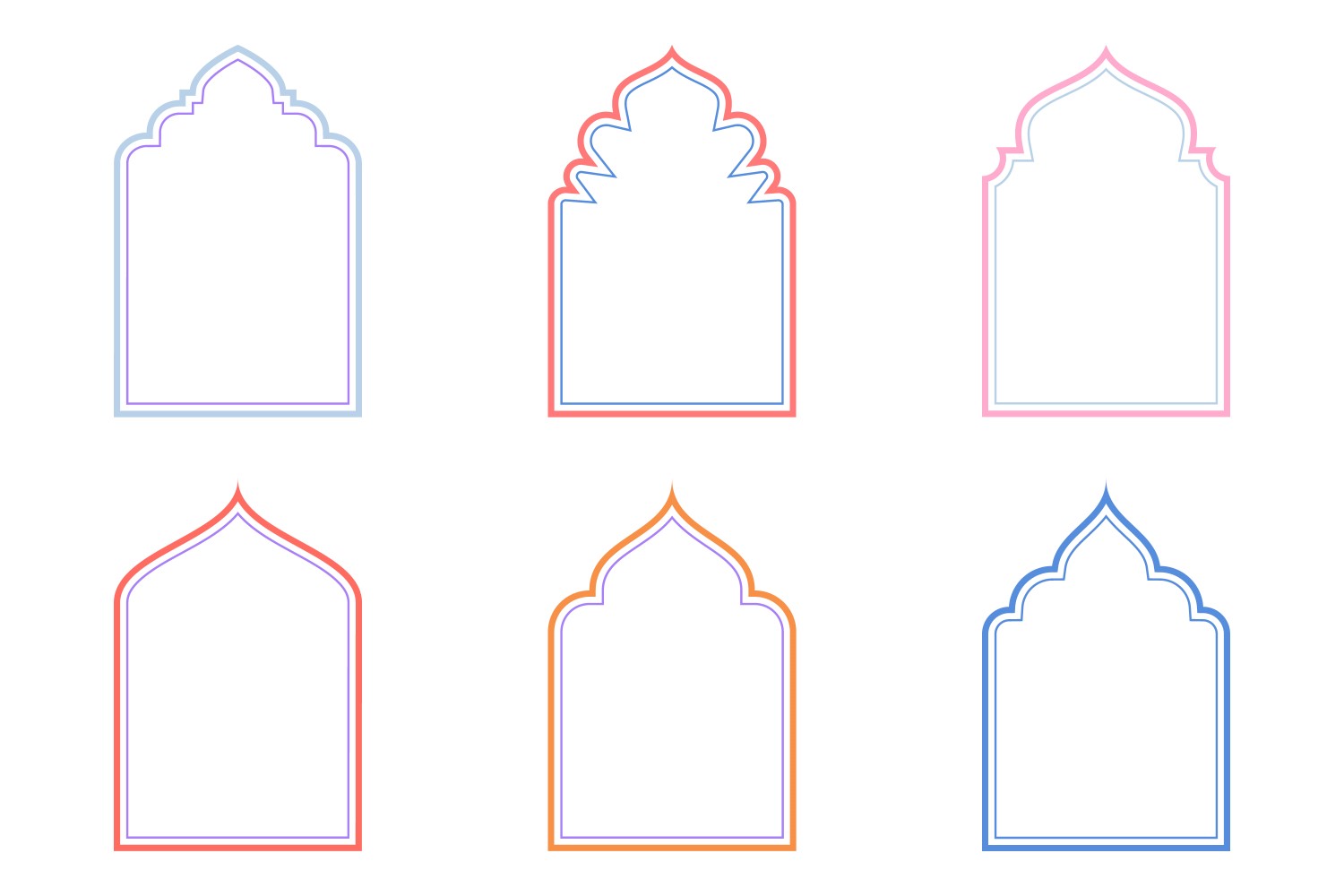 Islamic Arch Design double lines Set 6 - 14