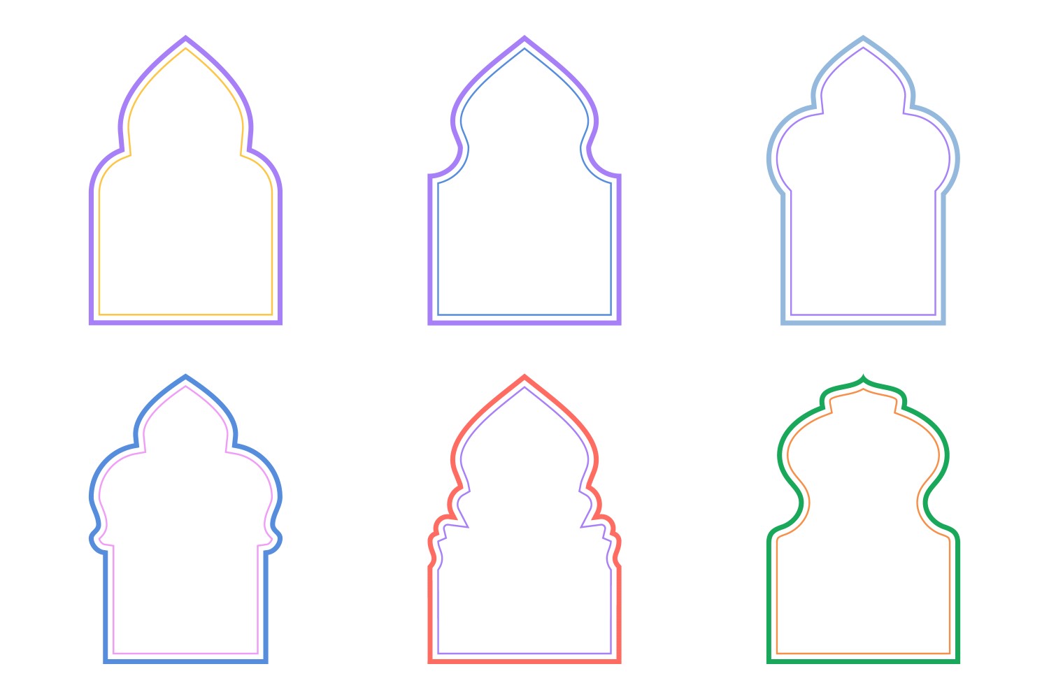 Islamic Arch Design double lines Set 6 - 33