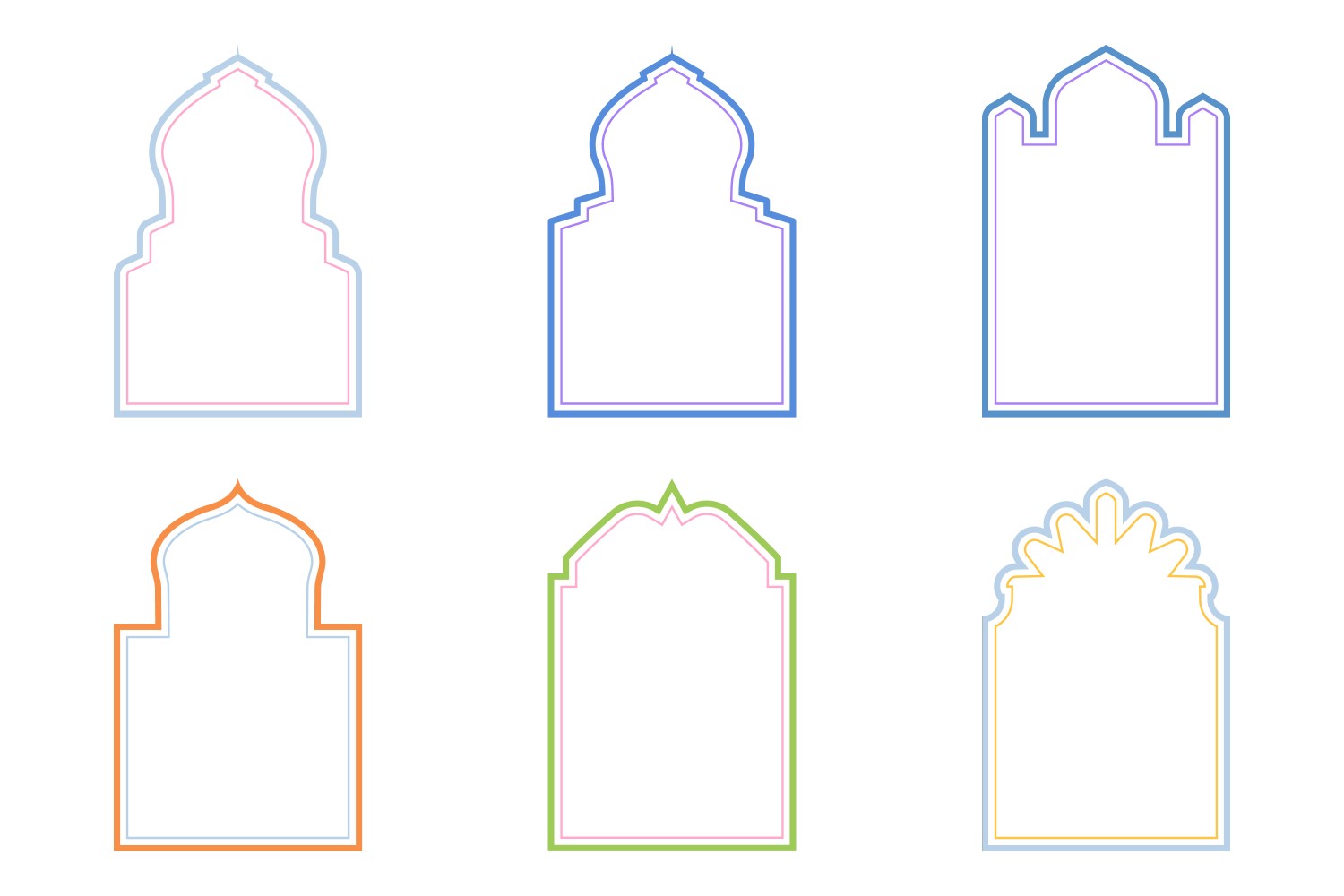 Islamic Arch Design double lines Set 6 - 31