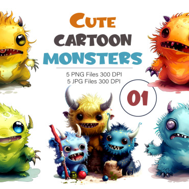 Cartoon Monster Illustrations Templates 406820