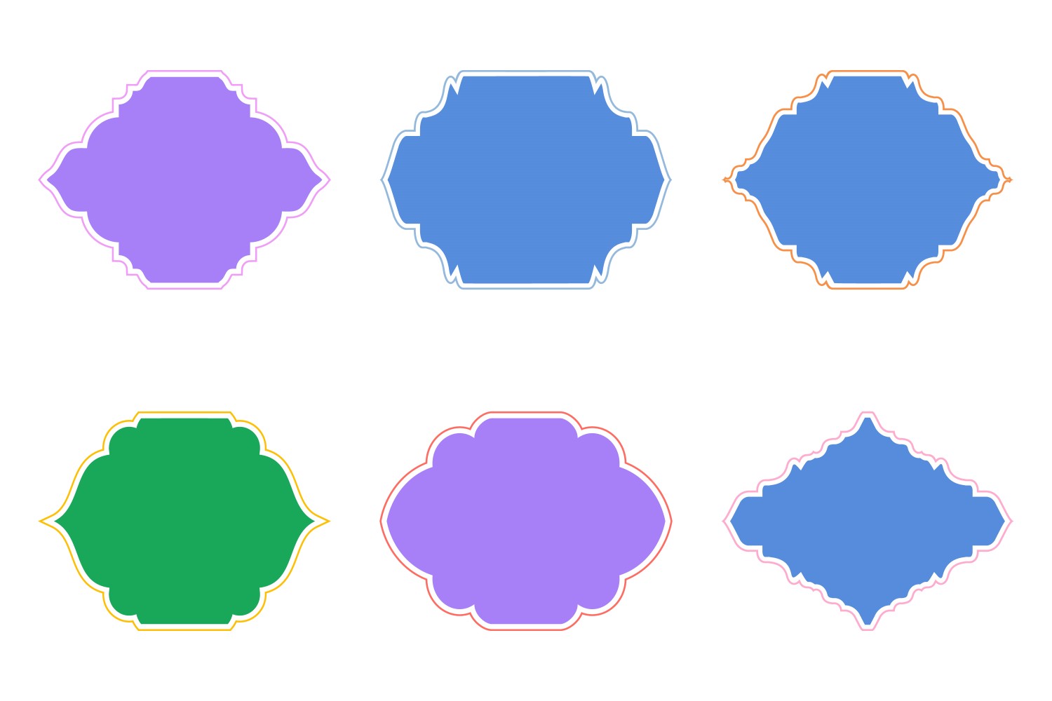 Islamic Frame Design Glyph with outline Set 6 - 5