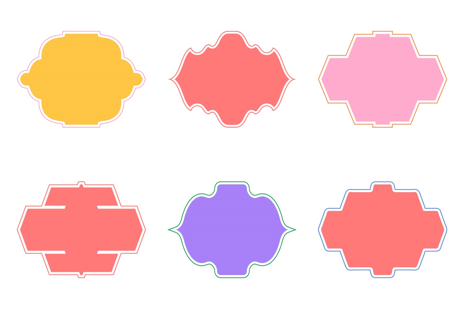 Islamic Frame Design Glyph with outline Set 6 - 1