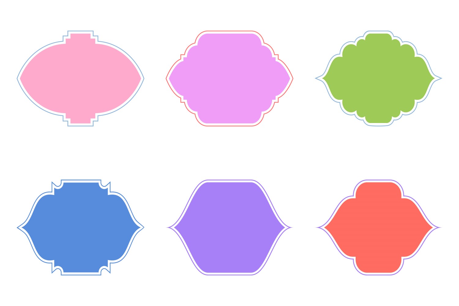 Islamic Frame Design Glyph with outline Set 6 - 14