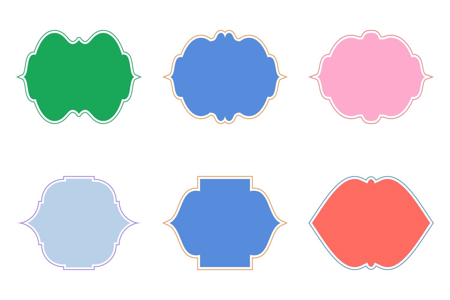 Islamic Frame Design Glyph with outline Set 6 - 2