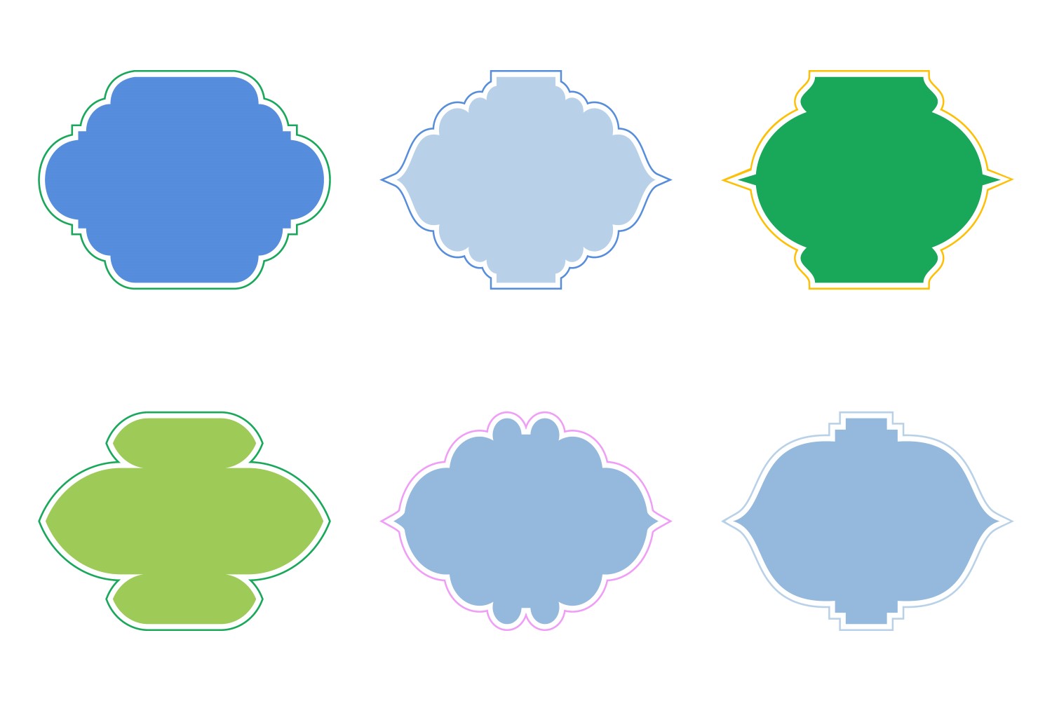 Islamic Frame Design Glyph with outline Set 6 - 6