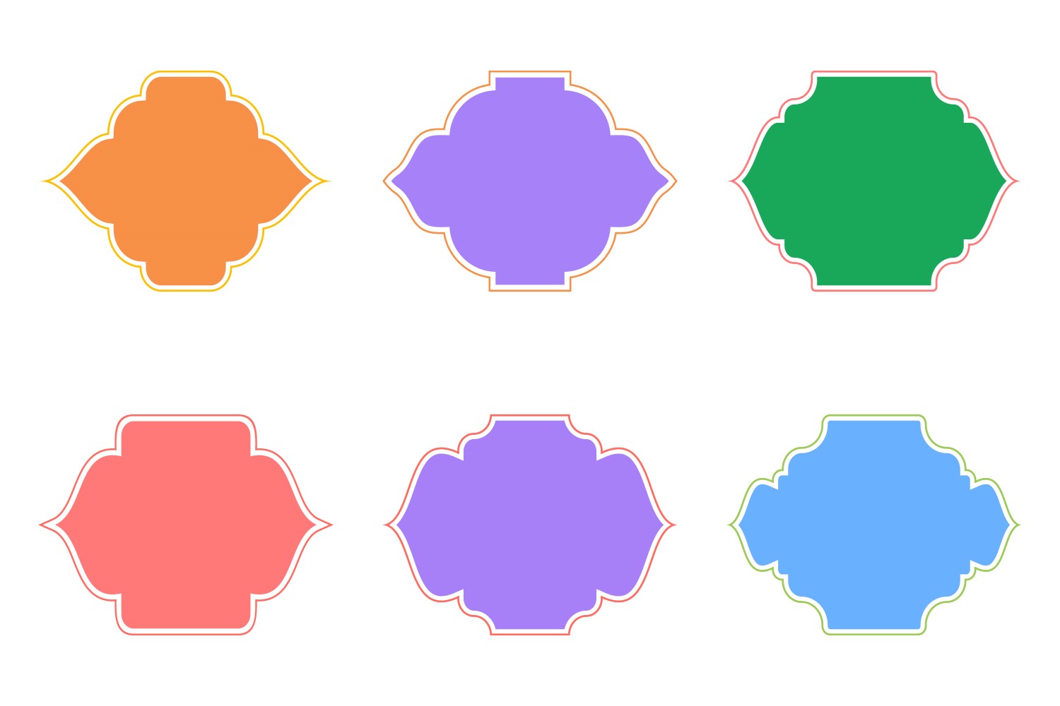 Islamic Frame Design Glyph with outline Set 6 - 22