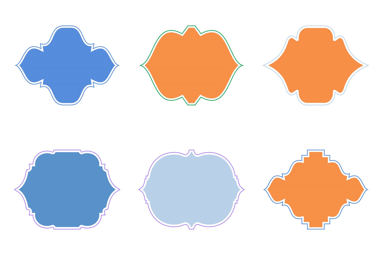 Islamic Frame Design Glyph with outline Set 6 - 24