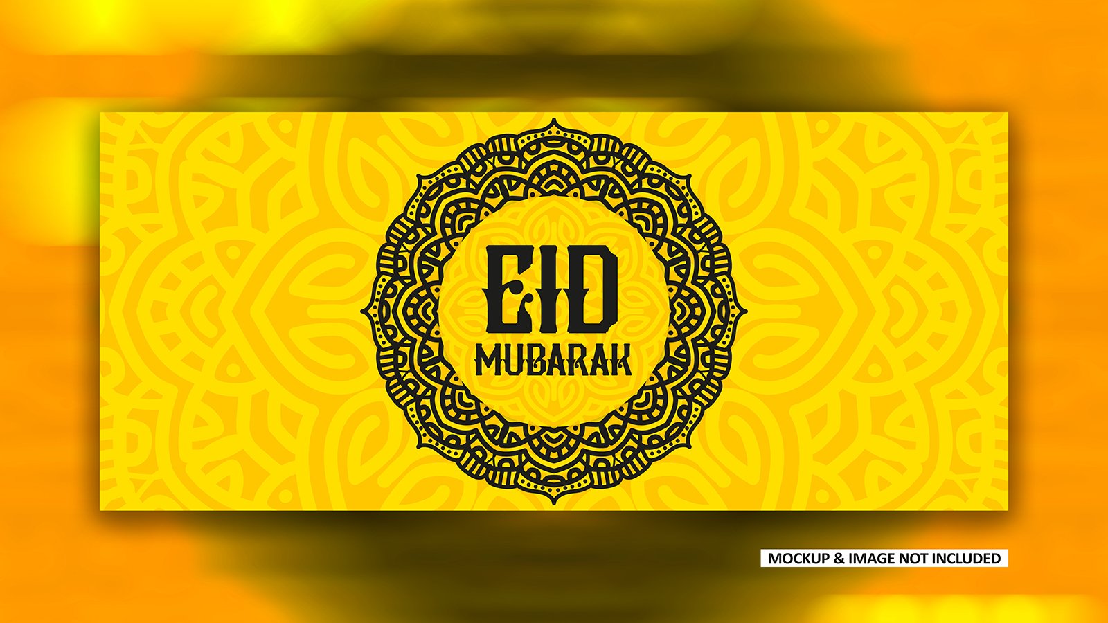 Minimal Eid greeting post design with bold mandala art, EPS vector design template	.