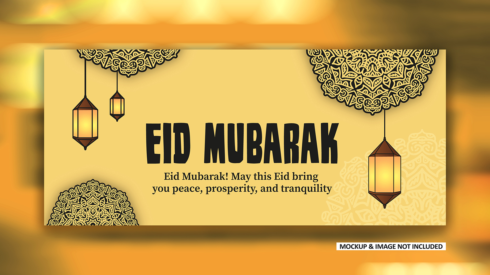 Eid Mubarak greeting post design with bold mandala art, EPS vector design template