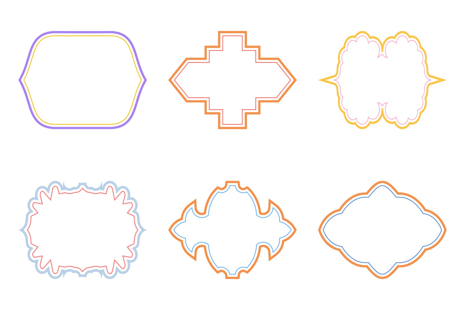 Islamic Frame Design Double Lines Set 6 - 4