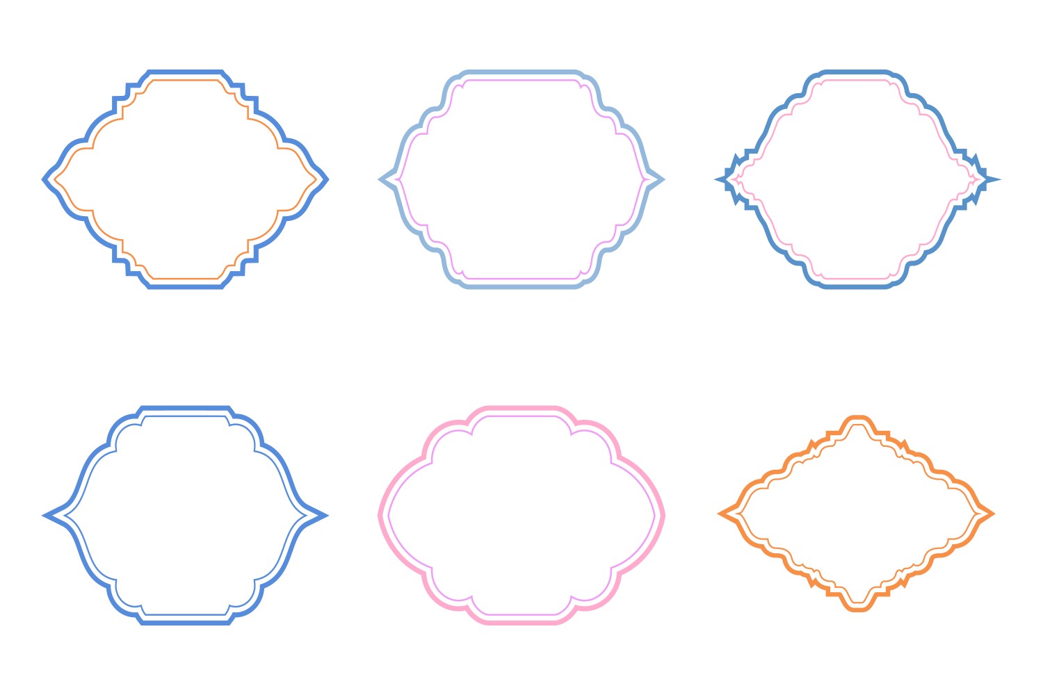 Islamic Frame Design Double Lines Set 6 - 5