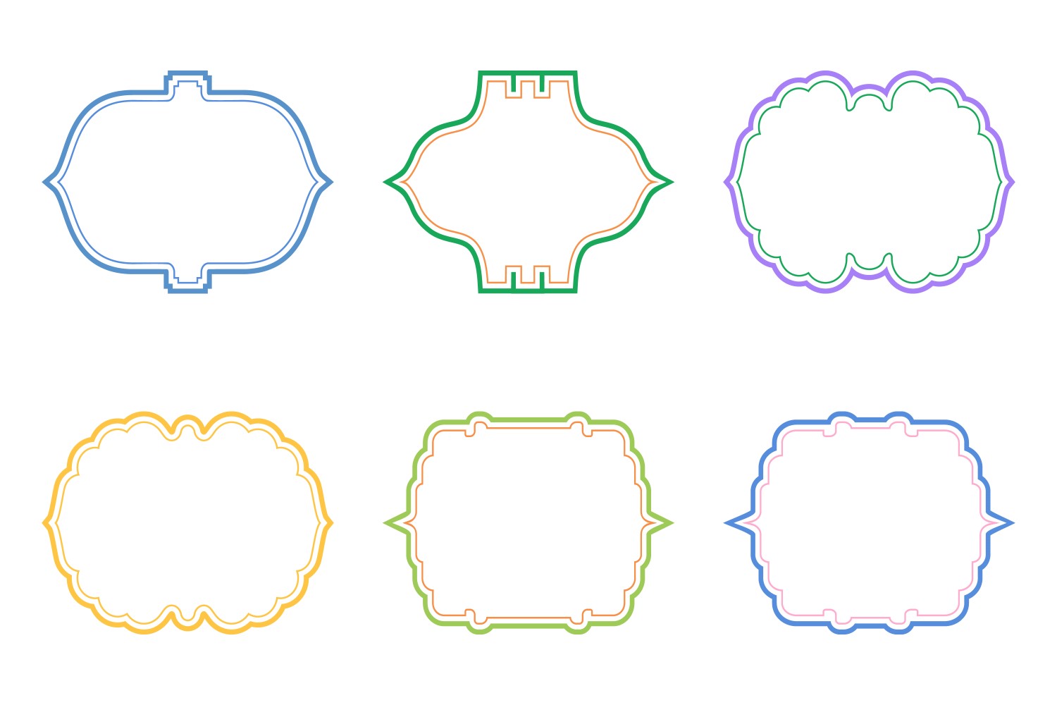 Islamic Frame Design Double Lines Set 6 - 9