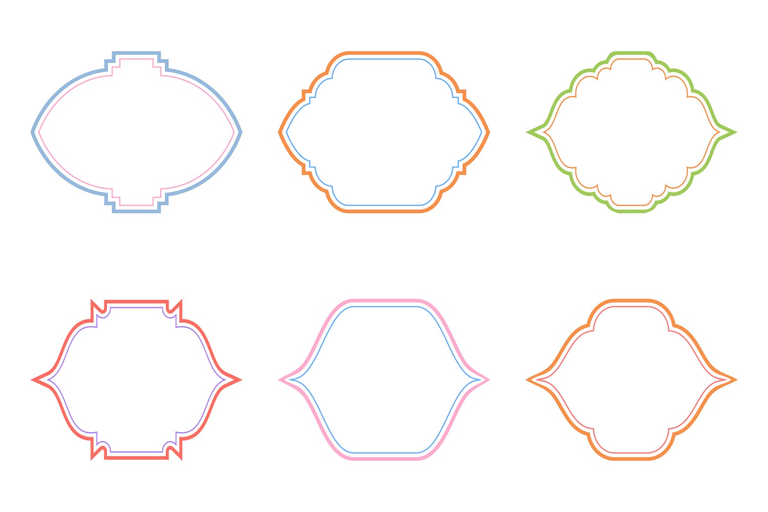 Islamic Frame Design Double Lines Set 6 - 14