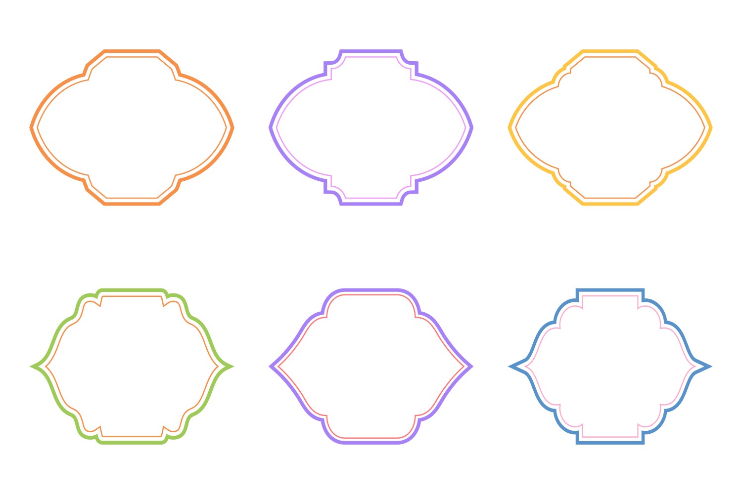 Islamic Frame Design Double Lines Set 6 - 21