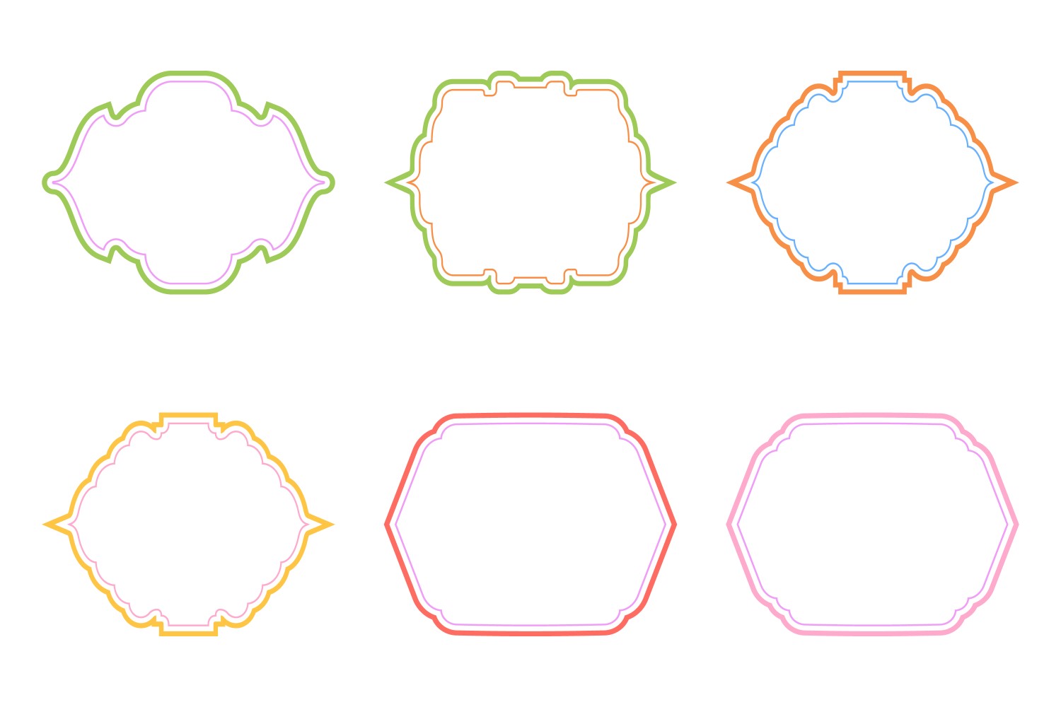 Islamic Frame Design Double Lines Set 6 - 17