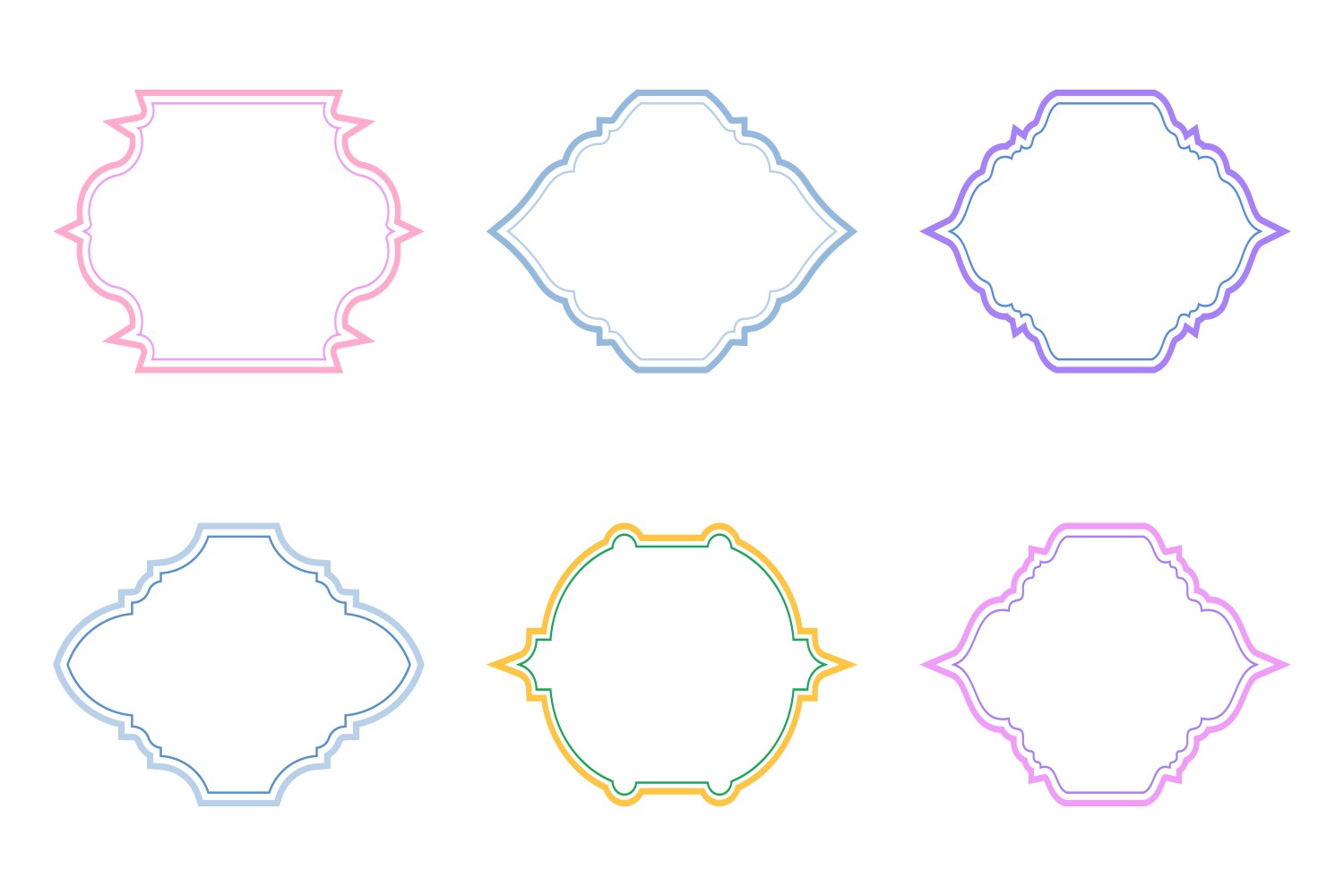 Islamic Frame Design Double Lines Set 6 - 28