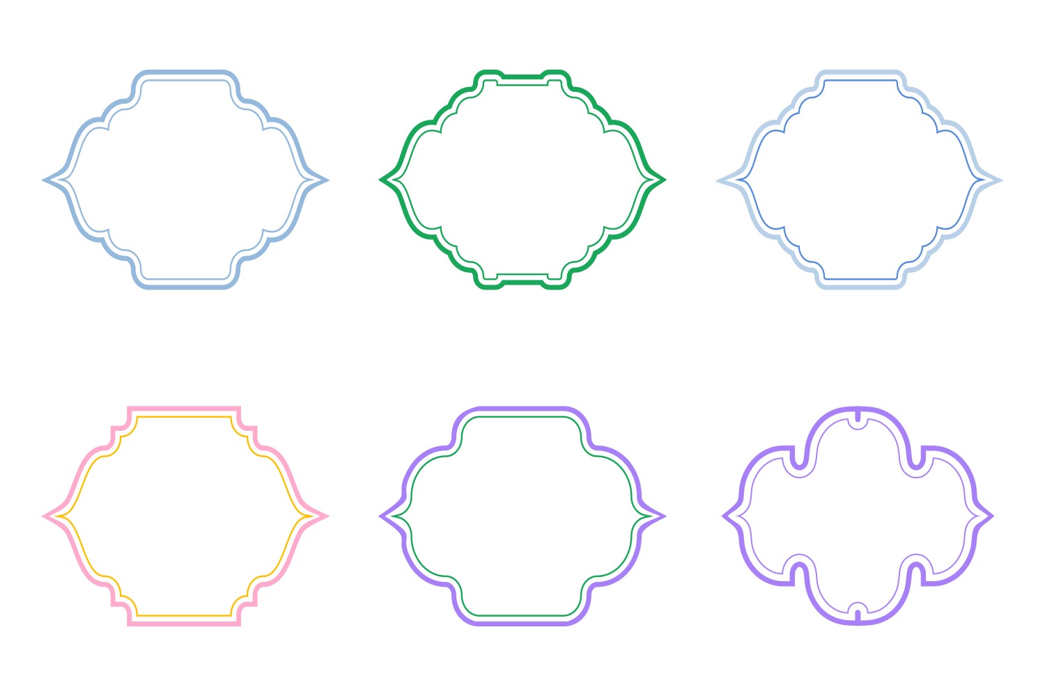 Islamic Frame Design Double Lines Set 6 - 30