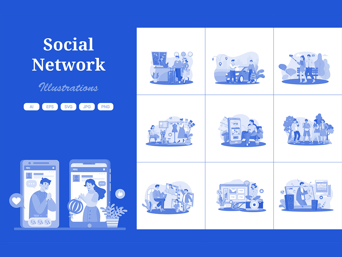 M736_ Social Network Illustration Pack