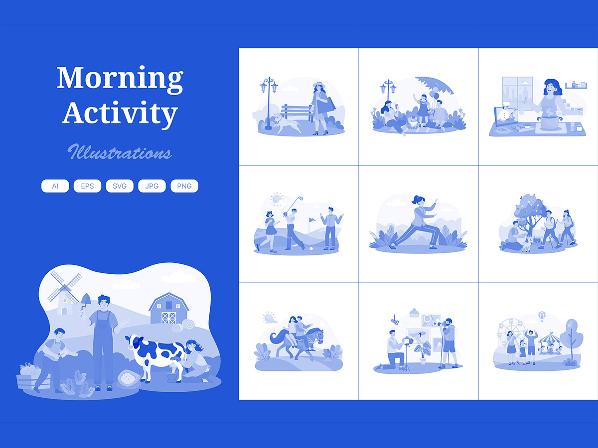 M734_ Morning Activity Illustration Pack