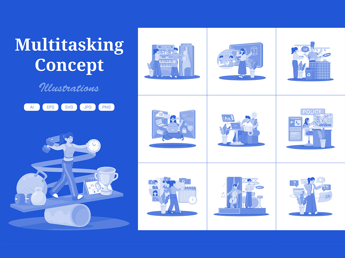 M731_ Multitasking Concept Illustration Pack 1