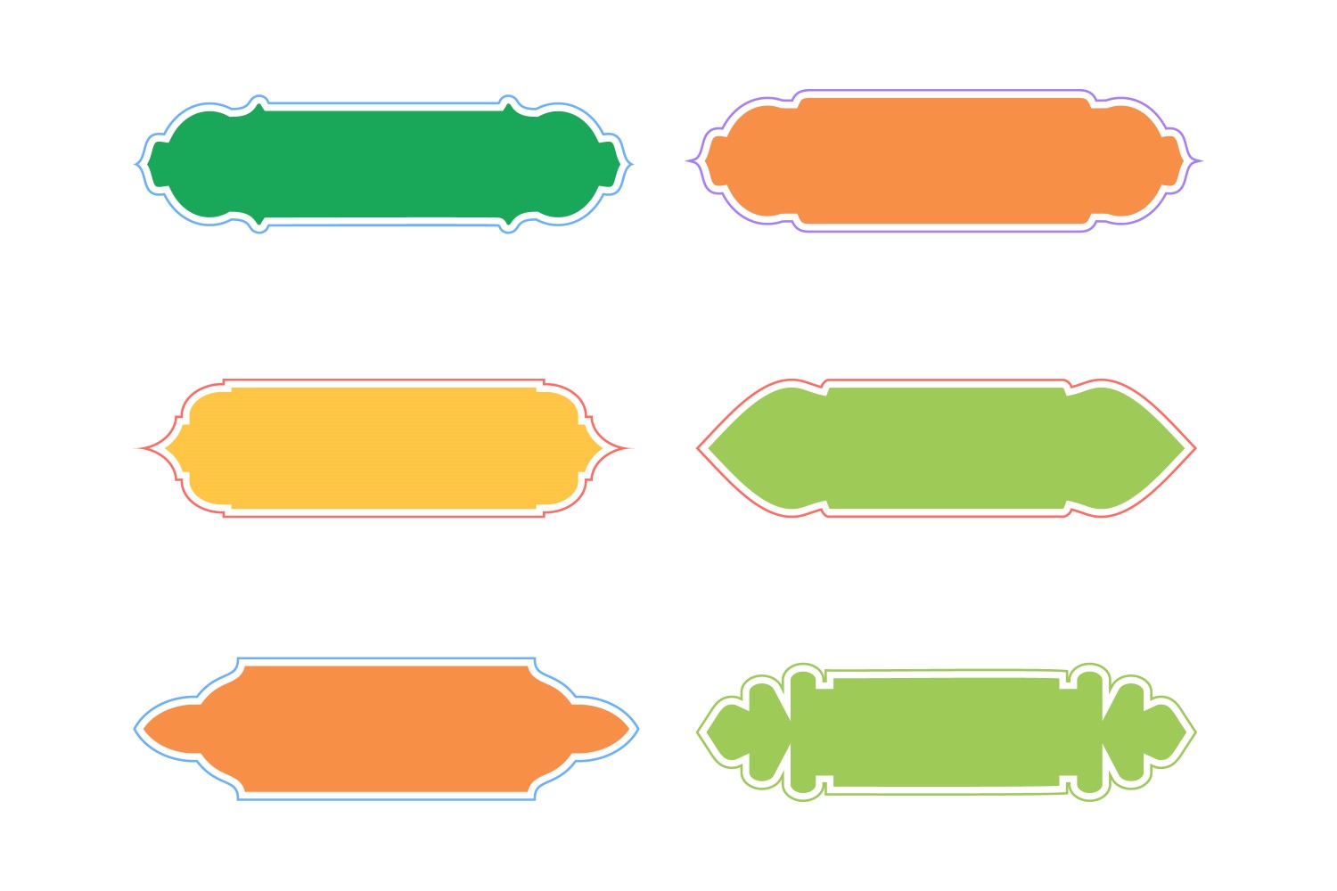 Islamic Label and Name Frame Glyph with outline Set 6 - 2