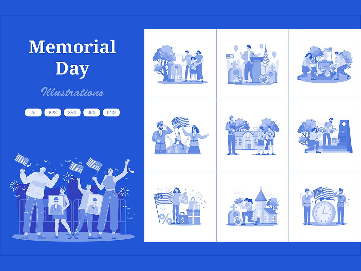 M718_ Memorial Day Illustration Pack 1