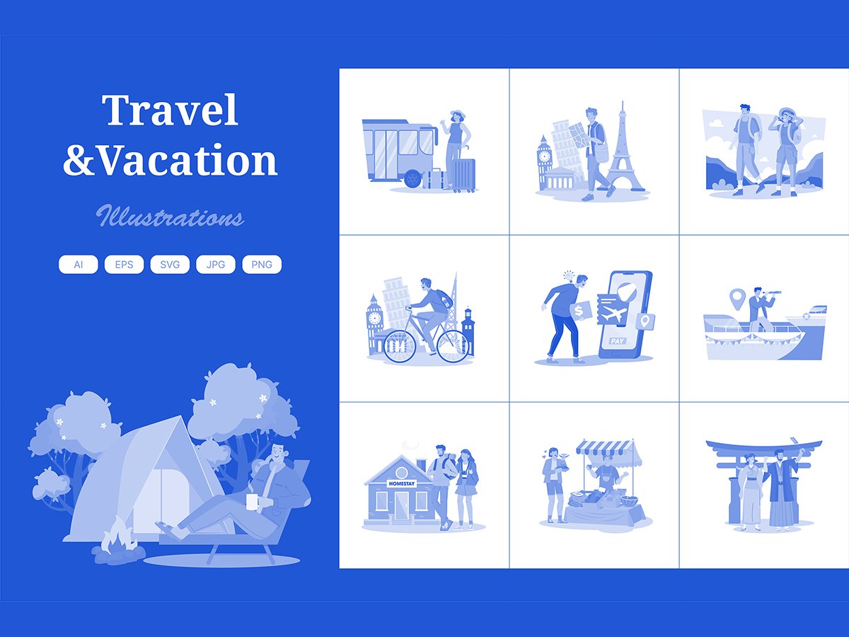 M711_ Travel and Vacation Illustration Pack