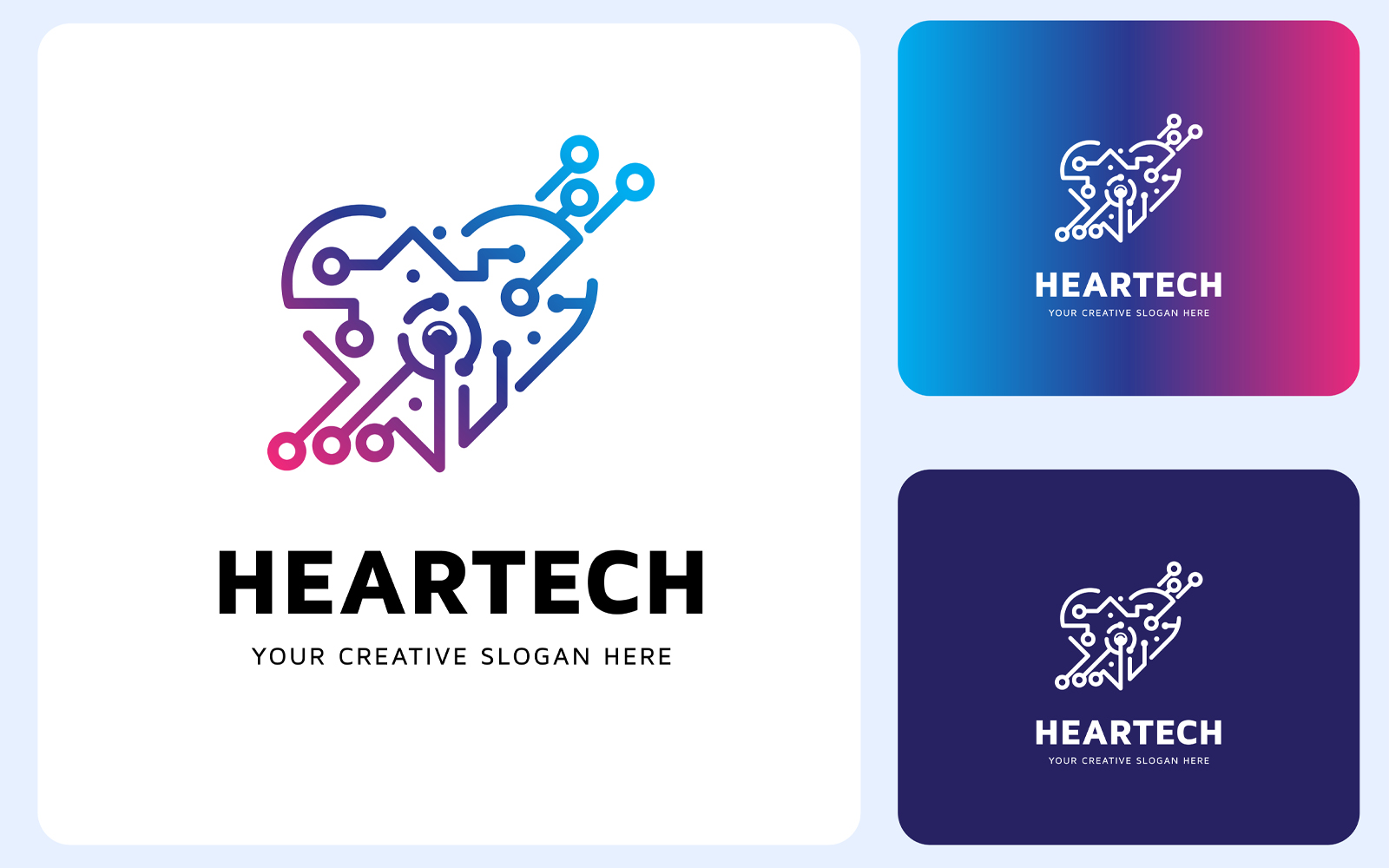 Heart Tech Logo Design Template