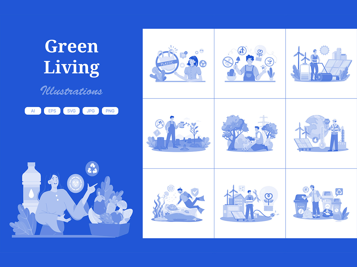 M693_ Green Living Illustration Pack