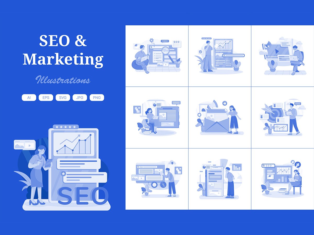 M692_ SEO and Marketing Illustration Pack