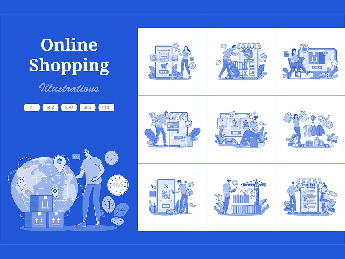 M686_Online Shopping Illustration Pack