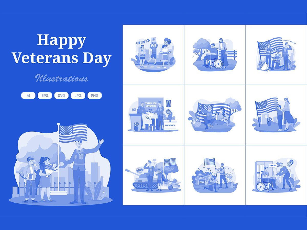 M665_ Happy Veterans Day Illustration Pack 1