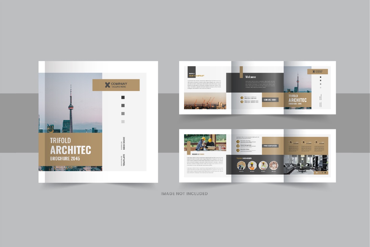 Architechture square trifold brochure or Square trifold brochure design template