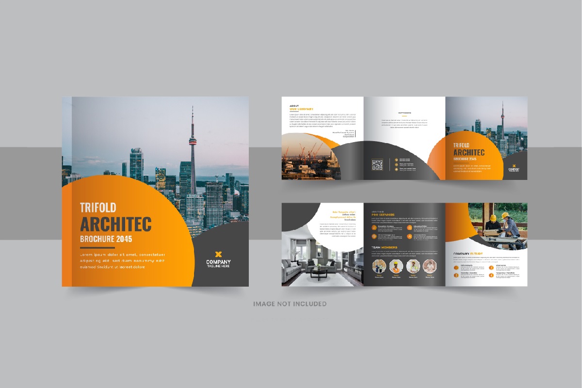 Architechture square trifold brochure or Square trifold brochure layout