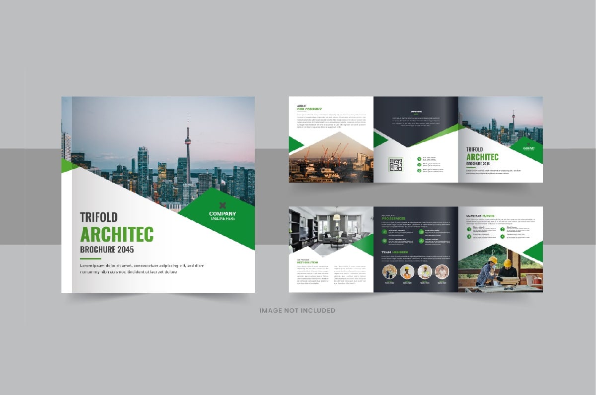 Architechture square trifold brochure or Square trifold brochure template layout