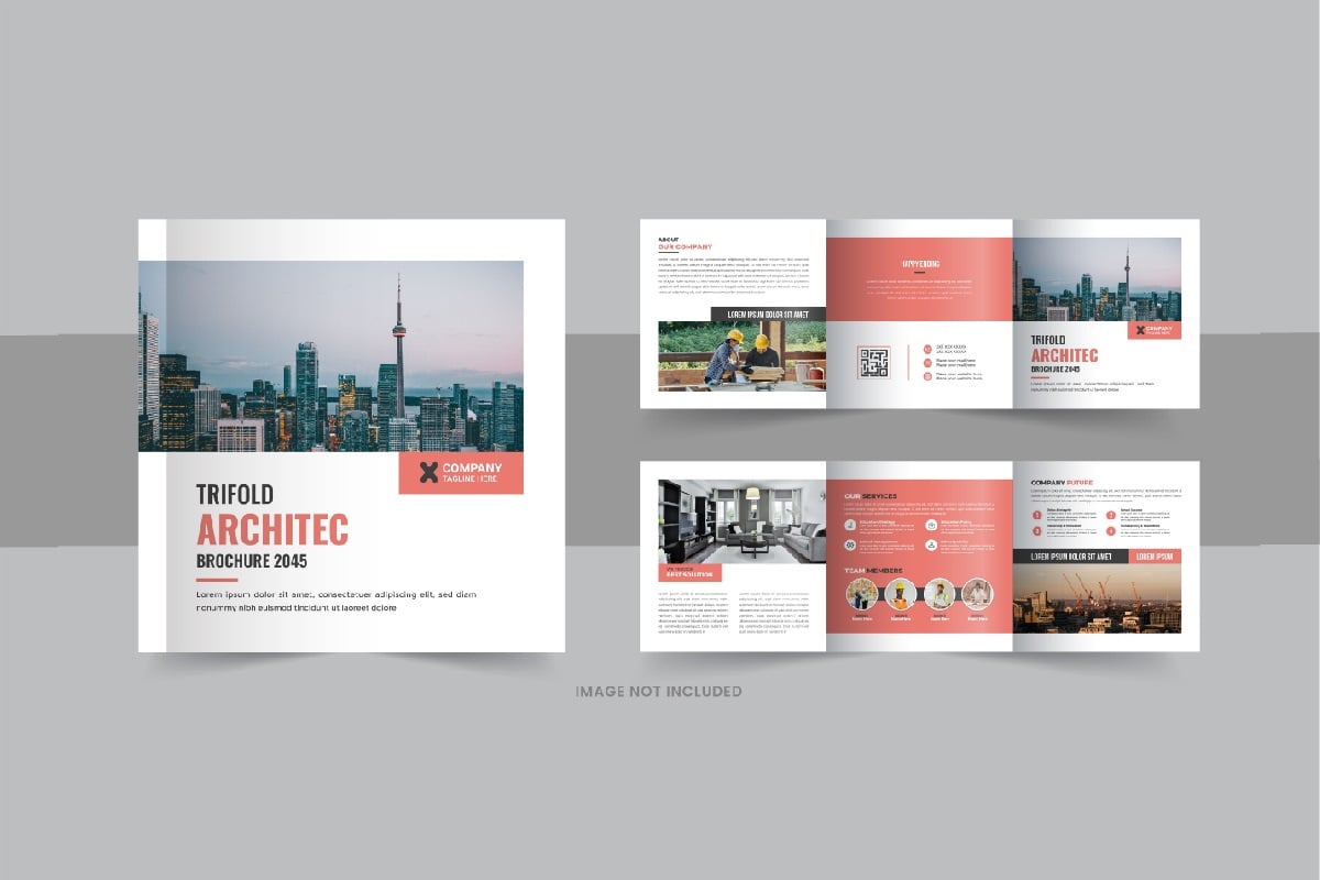 Architechture square trifold brochure or Square trifold brochure template design layout