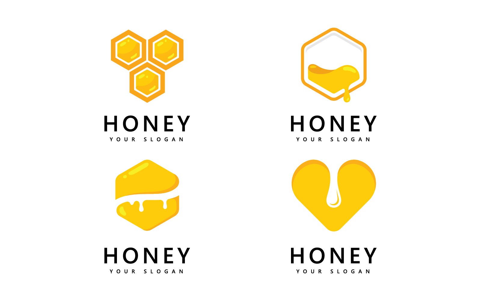 Honey comb  logo icon, bees vector design V9